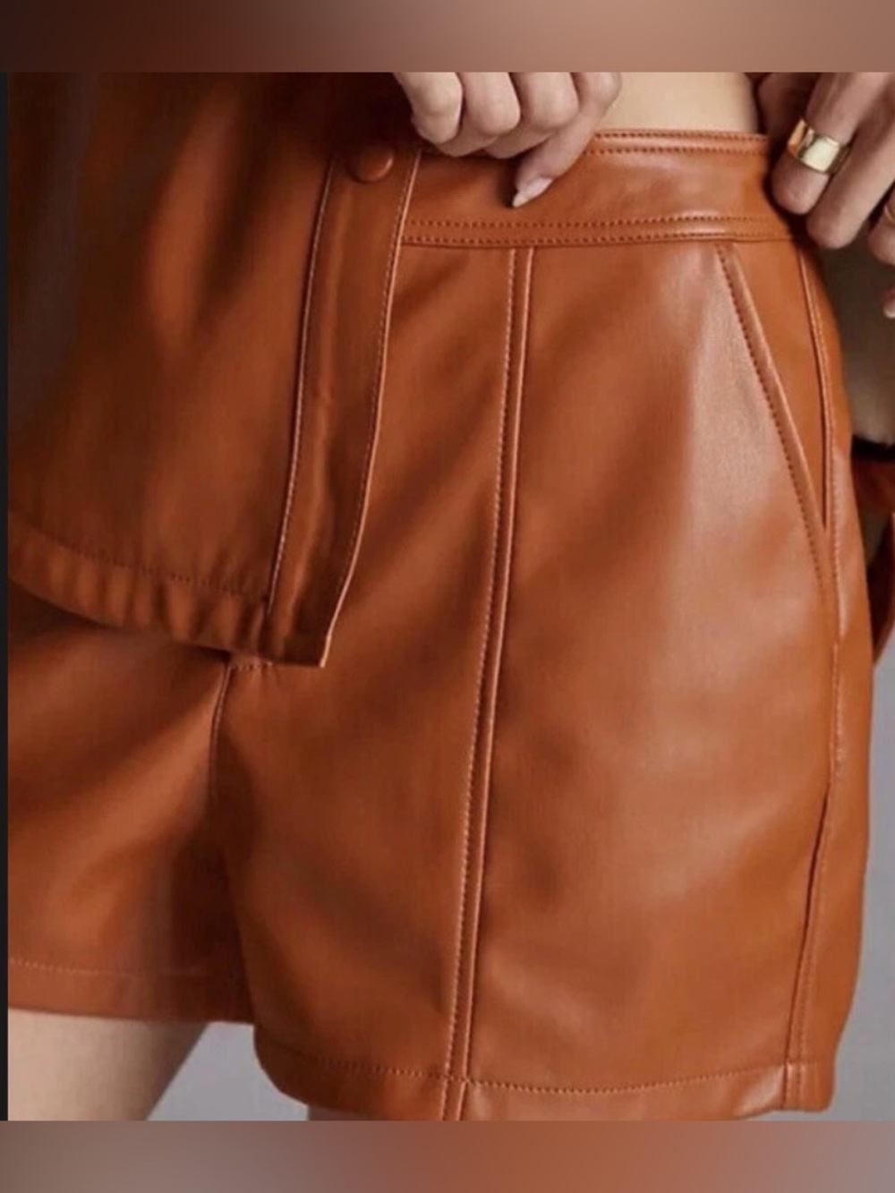 Anthropologie Faux Leather Shorts Size 6 Brown Boho Festival Minimalist